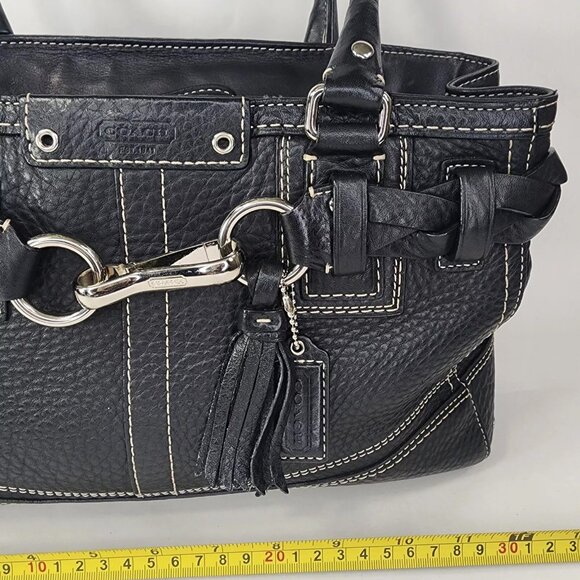 Like New Vintage Coach Hampton Black Pebbled Leather Handbag Tote Purse m - Picture 7 of 13